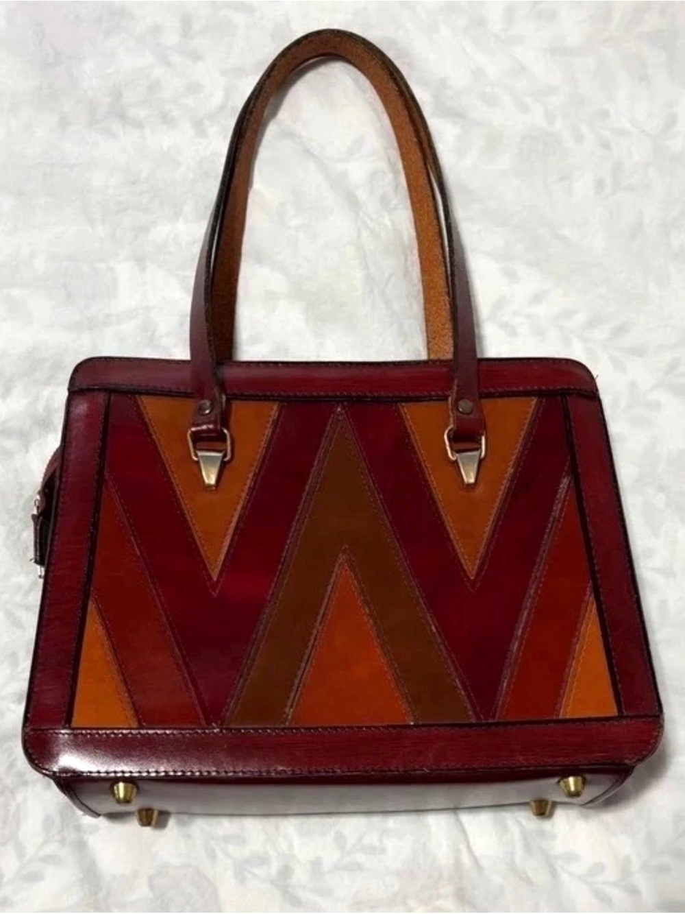 Vintage chevron patterned handbag